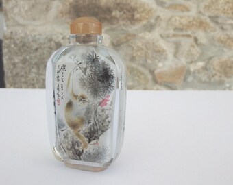 Vintage Chinese Inside Reverse Painted Snuff Bottle 19th/20th