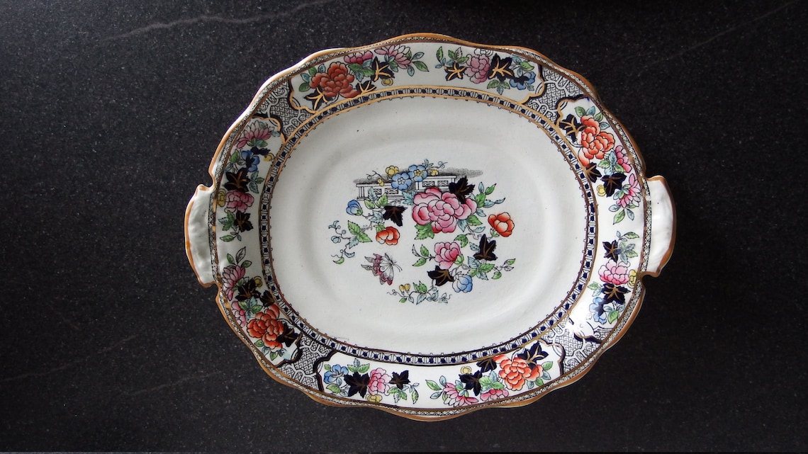 Two William Adams Ironstone China Platters Antique C18961900 Tunstall