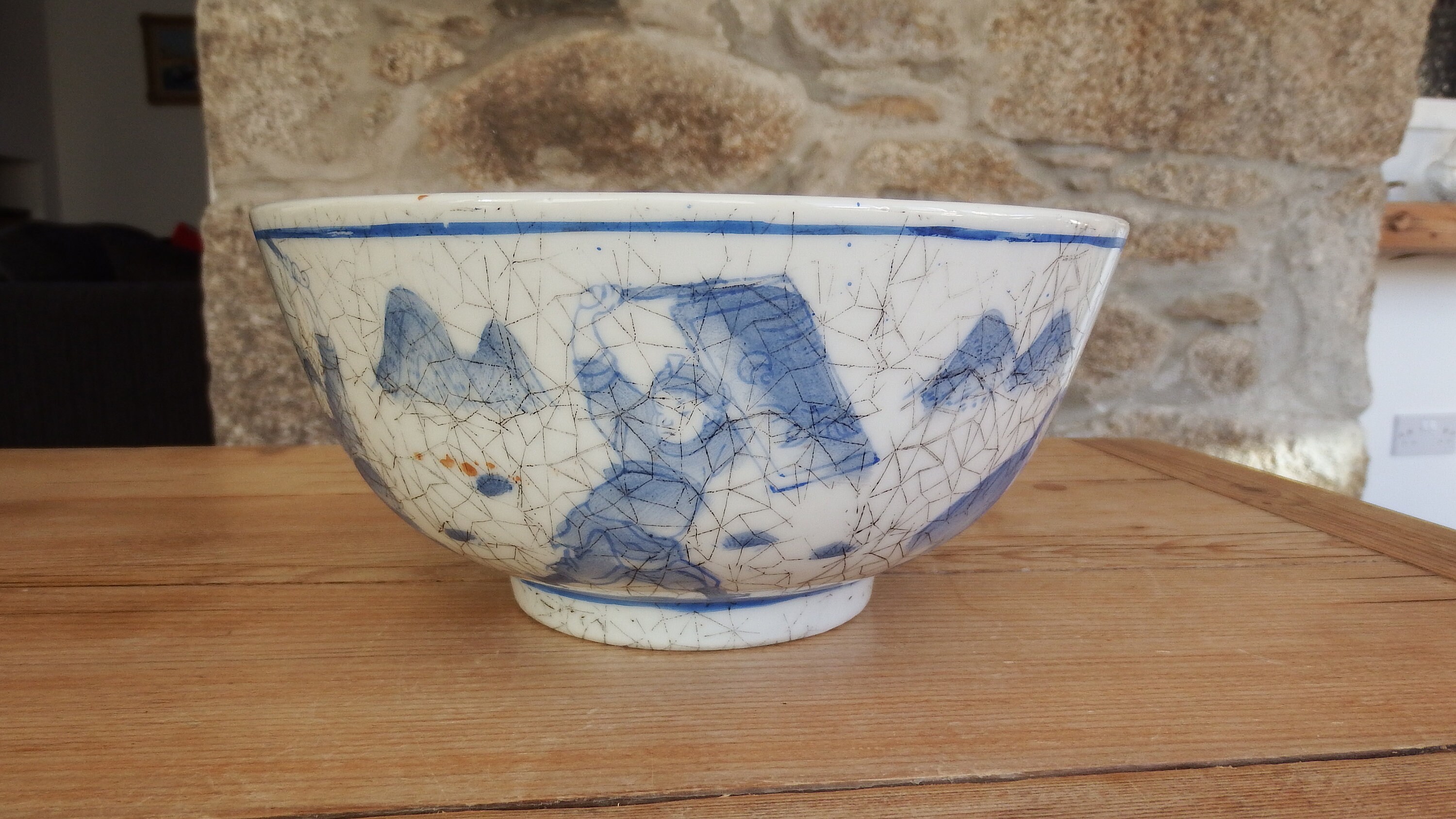 乾隆青白磁椀：クラックル釉武者山水図 - Etsy 日本