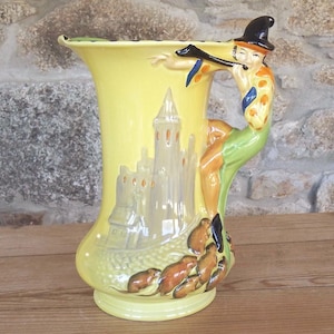 Vintage Burleigh Ware Art Deco Jug: Pied Piper of Hamelin Design