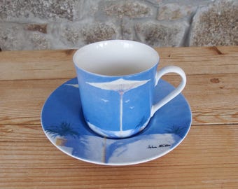 John Miller Art Cup and Saucer Set: Cornwall Beach Scene