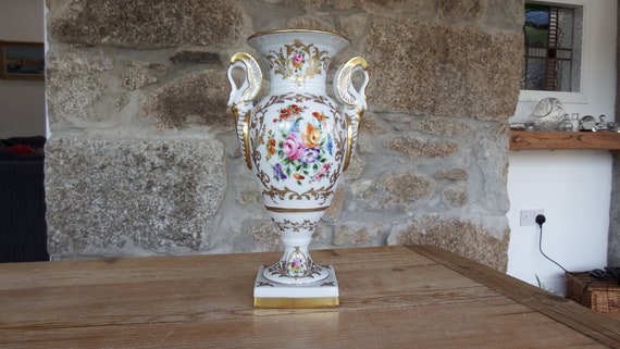 Camille Le Tallec Porcelain 'vase Directoire' Shape Empire Style Twin  Handled Vase 9 High, Paris, France, Date 1977 