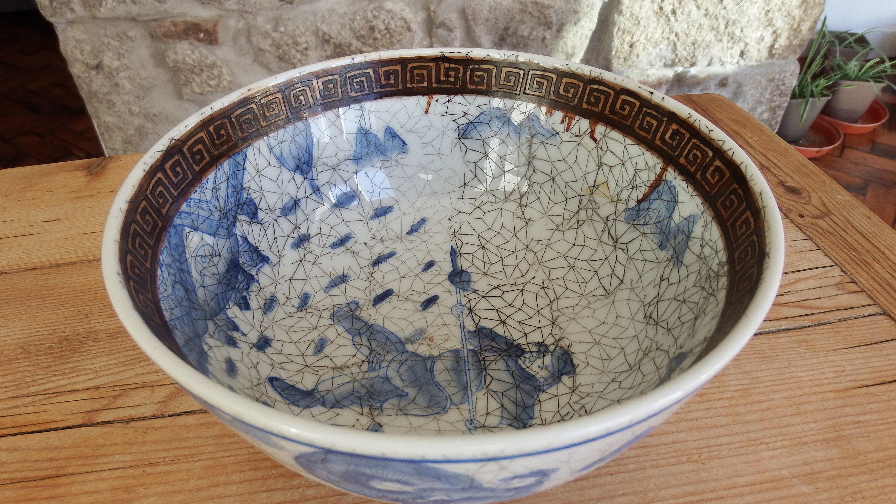 乾隆青白磁椀：クラックル釉武者山水図 - Etsy 日本