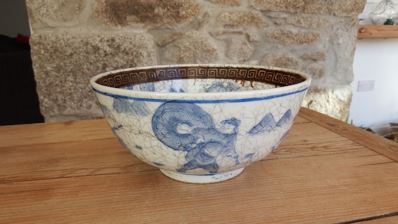 中国　青白磁畫花蓮池鴨紋碗　湖田窯　木箱入　送料込み0111 乾隆青白磁椀：クラックル釉武者山水図 - Etsy 日本