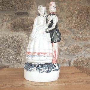 Antiques & Vintage : Antique Staffordshire Flatback Portrait Group, Victorian Soldier and Sweetheart