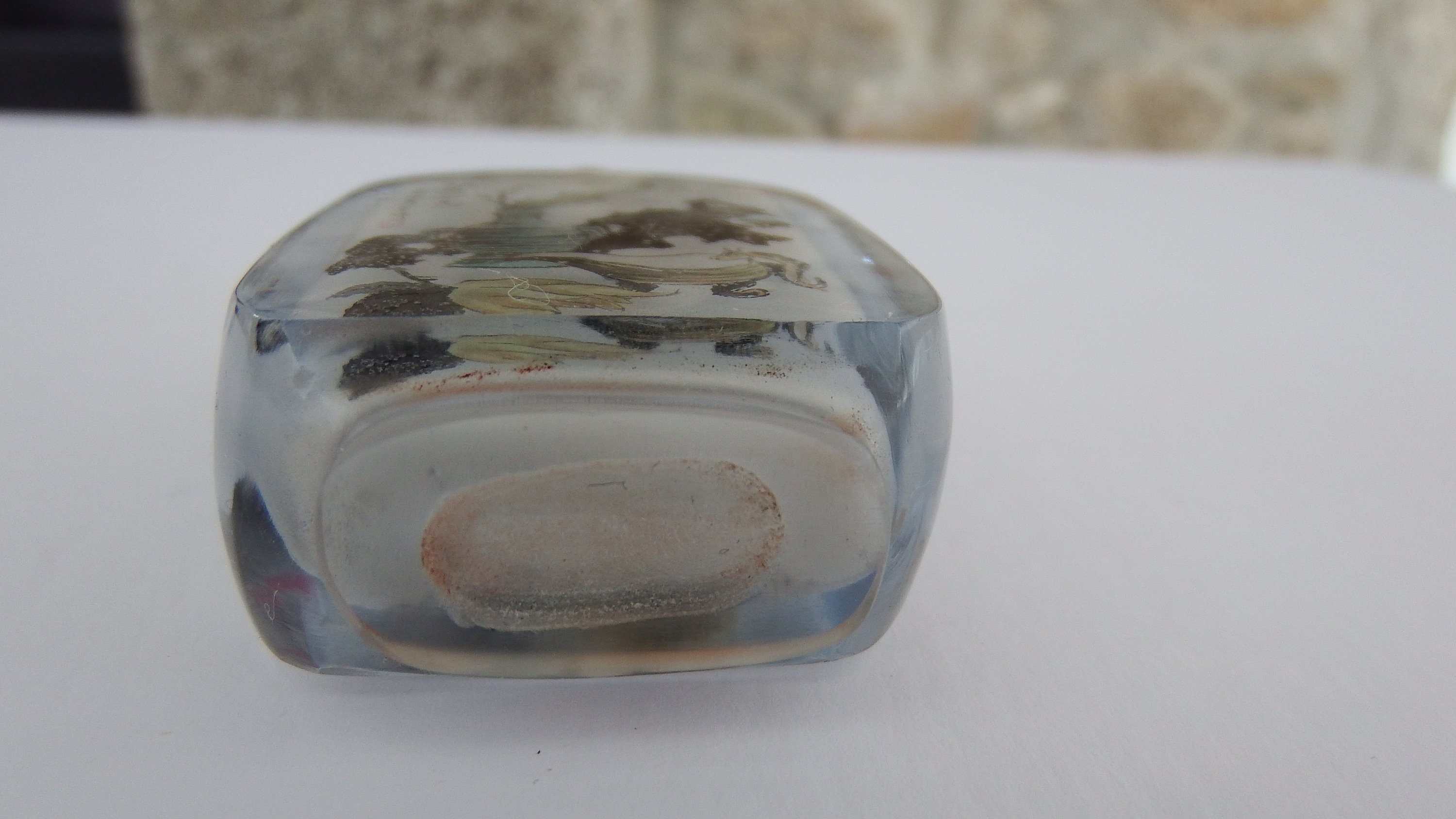 Vintage Chinese Reverse Painted Snuff Bottle, Rock Crystal Monkey