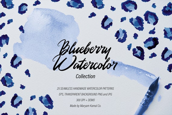 Download Indigo Blue Watercolor Seamless Pattern Collection Etsy