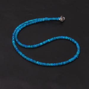 Blue Ethiopian Opal Necklace - Smooth Rondelle Beads (3.5-5mm) with 925 Sterling Silver Clasp - Welo Opal Beaded Necklace - Gift for Her