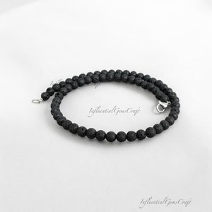 Natural Lava Rock Necklace for Men, 8mm Round Beaded Necklace, Bold & Natural Lava Gemstone Bead Necklace, Men&#39;s Jewelry