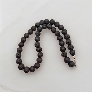 Natural Lava Rock Necklace for Men, 10mm Round Beaded Necklace, Bold & Natural Lava Gemstone Bead Necklace, Men&#39;s Jewelry