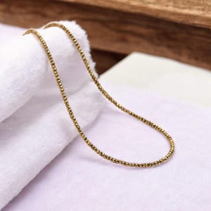 Natural Pyrite Beaded Necklace, 3mm Faceted Rondelle Beads, Sterling Silver Minimalist Choker, Pyrite Dainty Necklace, Gold Pyrite Jewelry