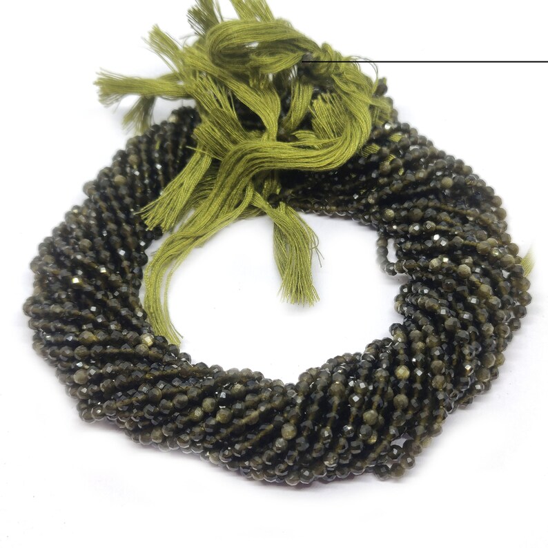 Gemstone beads 13 inch Strand Faceted round Beads jewelry making supplies AAA++ Green Cat/'s Eye Gemstone 3mm-3.5mm Faceted Round Beads