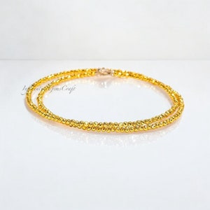 2mm Golden Pyrite Beaded Necklace with Sterling Silver Clasp - Micro Faceted Pyrite Necklace - Minimalist & Chic – Custom Length