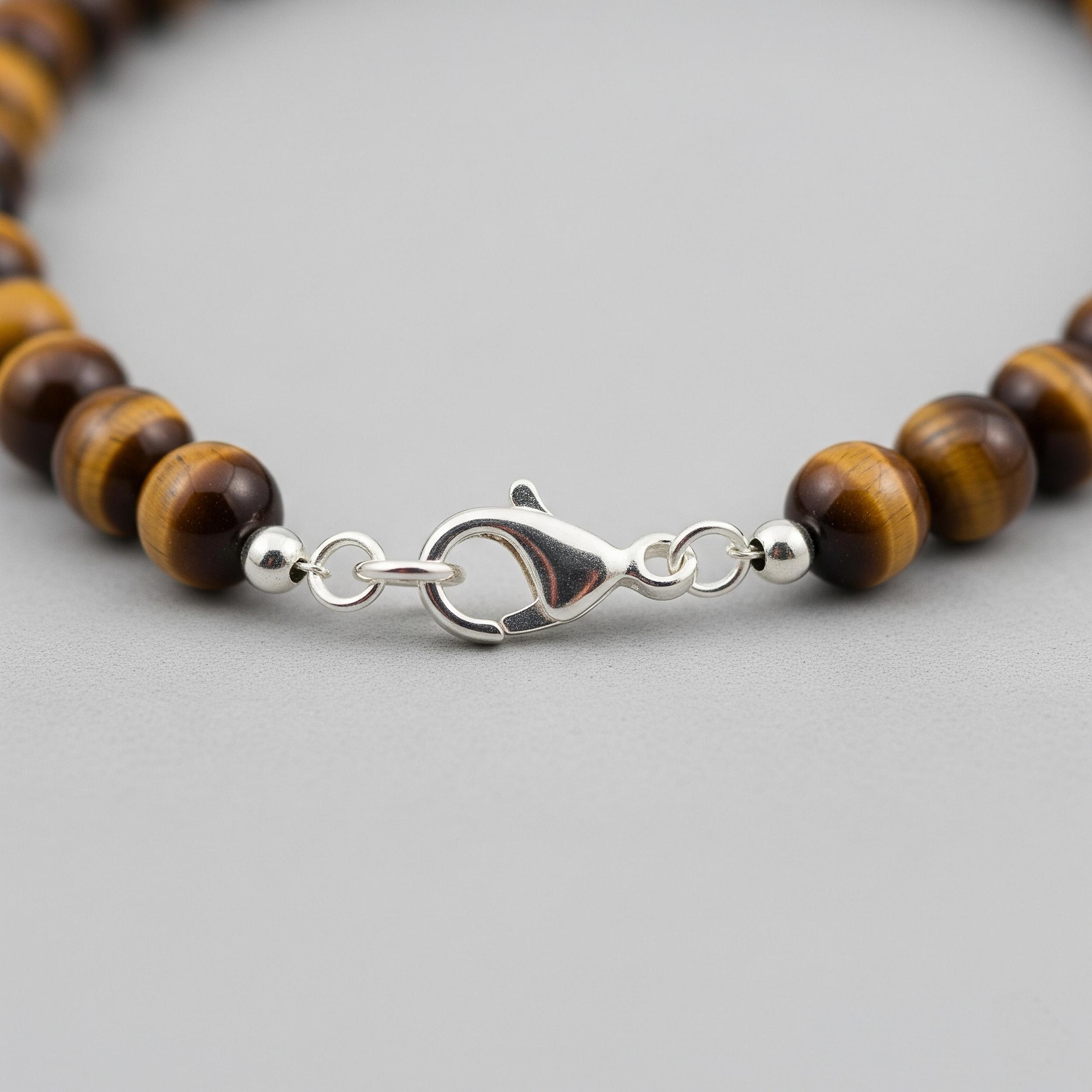 Collier Élégant Avec 20 Perles D'Œil De Tigre Naturel AAA - Réglable, Fait Main En Inde - Neuf Avec Étiquettes