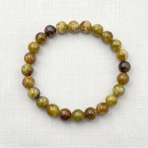 Bracelet grossulaire véritable grenat vert, perles de pierres précieuses lisses de 8 mm, bracelet de yoga empilable haute élasticité, bijoux bohèmes élégants