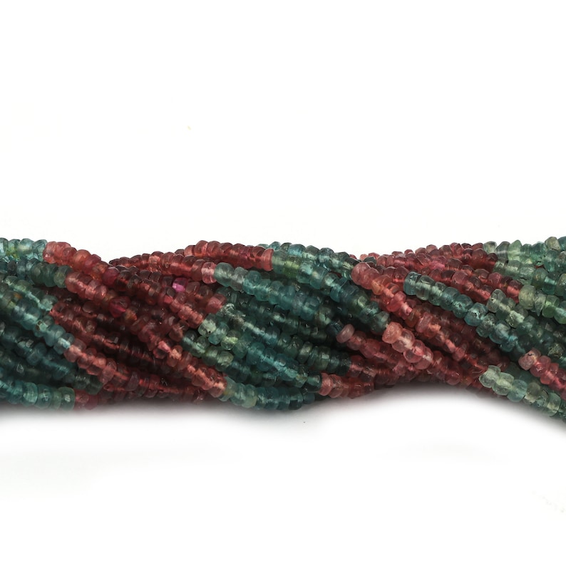 Tourmaline Rondelle Beads For Jewelry 13 Strand Natural Multi Tourmaline Faceted Rondelle Beads 3.5-4mm Multi Tourmaline Micro Cut Beads