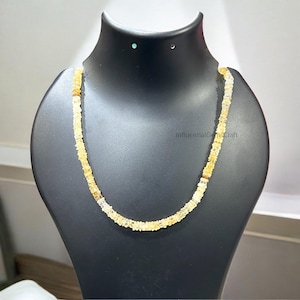 Natural Citrine Heishi Bead Necklace, 5-6mm Square Beads, Sterling Silver Clasp, Handmade Gift for Her, Shaded Citrine Heishi Jewelry