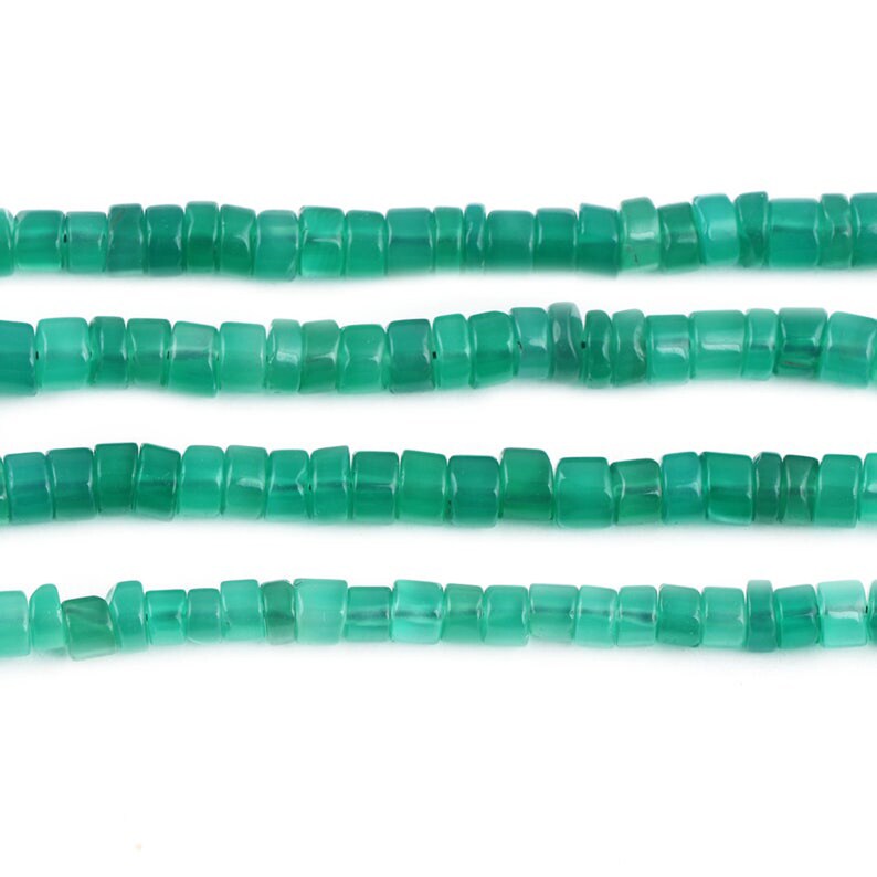 5mm-7mm Green Onyx Translucent Semi Precious Stone Beads 13 Inches Strand,Green Wheel Bead Natural Green Onyx Smooth Tire Wheel Shape Beads