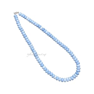 Natural Blue Opal Beaded Necklace - 7.5-8mm Blue Opal Gemstone Necklace - Smooth Roundel Beads - Aqua Opal Gemstone Jewellery - Eye-Catching