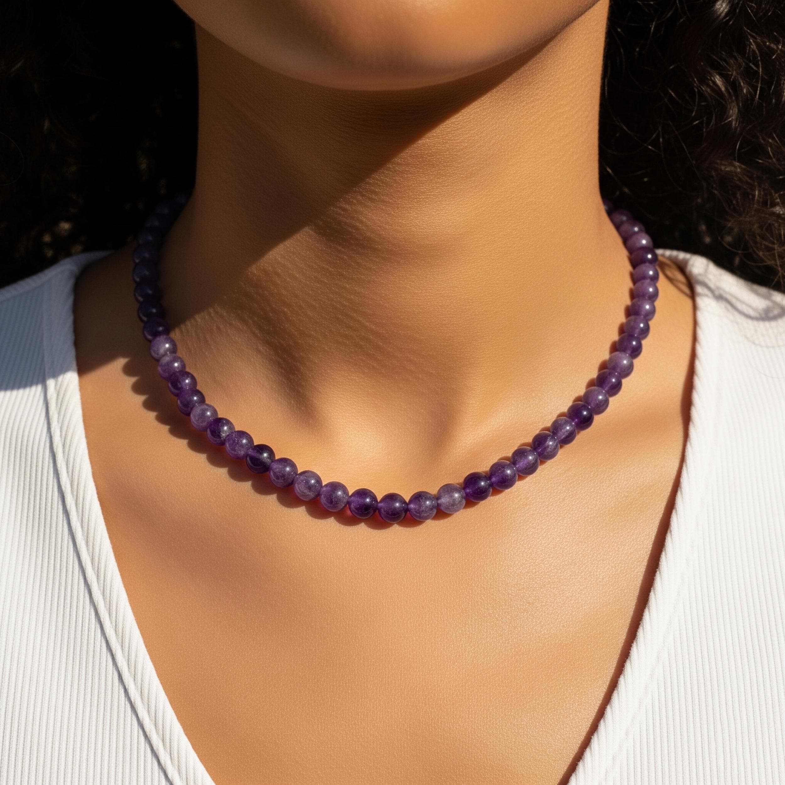 Collana Corta Con Ametista E Argento 925 - Collane Ametista - Gioielli Ametista - Ametista