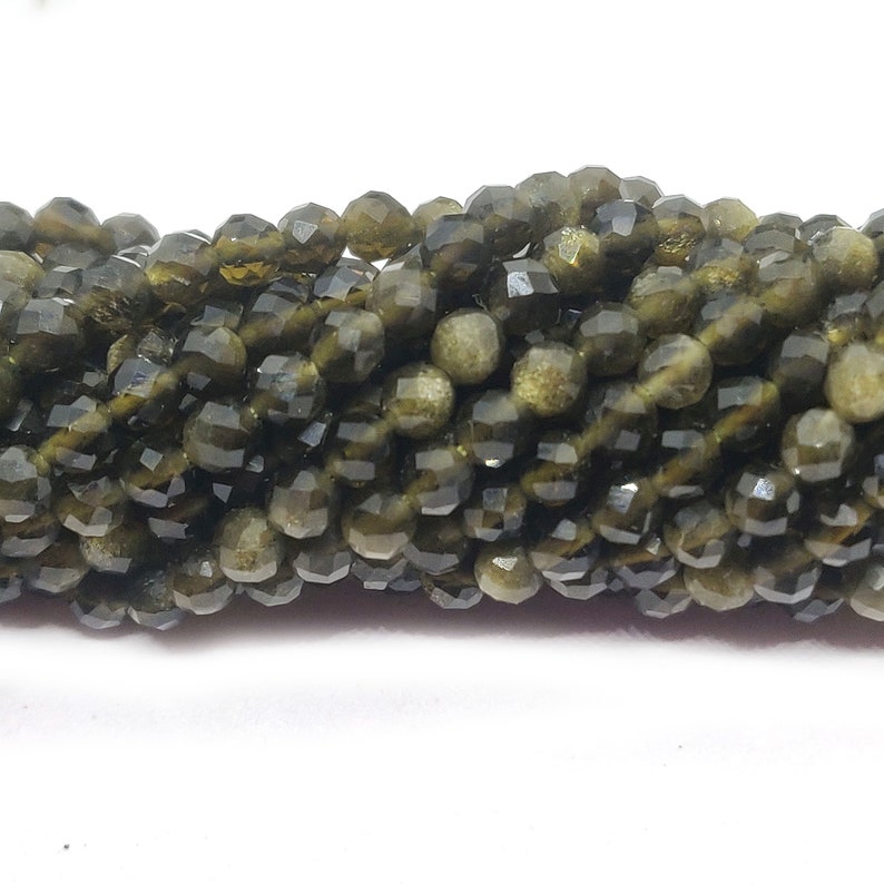 Gemstone beads 13 inch Strand Faceted round Beads jewelry making supplies AAA++ Green Cat/'s Eye Gemstone 3mm-3.5mm Faceted Round Beads