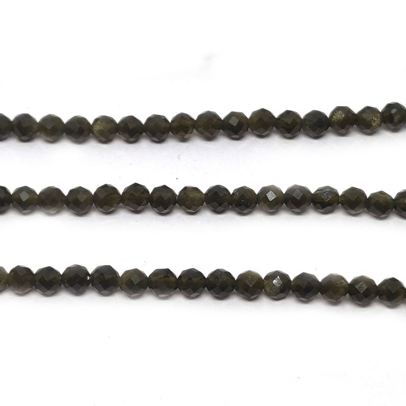 Gemstone beads 13 inch Strand Faceted round Beads jewelry making supplies AAA++ Green Cat/'s Eye Gemstone 3mm-3.5mm Faceted Round Beads