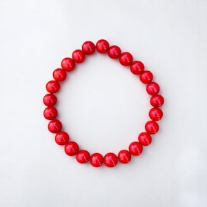 Coral Bracelet, Natural Coral Gemstone Bracelet, Real Red