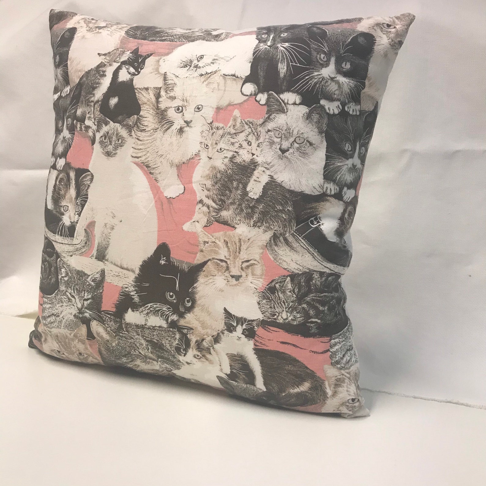 Cat Cushion Cover cotton canvas Cat Cushion Cat Print Etsy