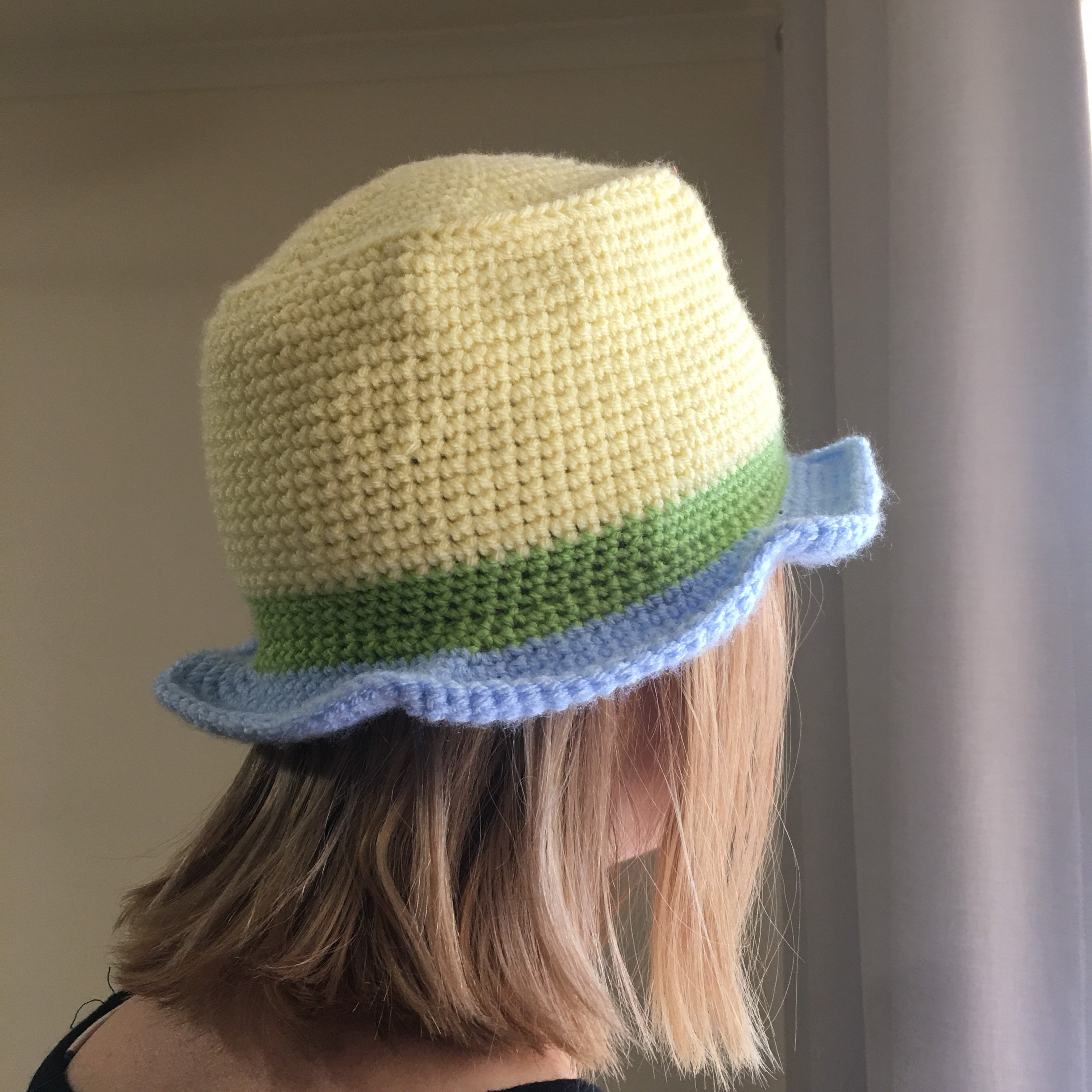 Handmade Crochet Bucket Hat yellow/blue/green | Etsy