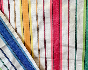 Vintage Linen Tea Towel: Unused 1940/50s Striped