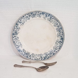Plat rond de service en faïence de St Amand modèle Croix de Lorraine, terre de fer - Antique French vintage - Campagne chic, Shabby chic