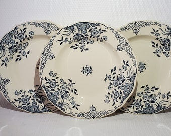 Sarreguemines earthenware soup plate Moscow model, iron earth - Antique French Vintage - Country chic, Velvety, Shabby chic