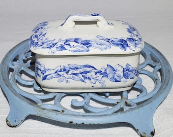 Jabonera antigua de la fábrica de cerámica J. VIEILLARD en Burdeos, loza - Antigüedad francesa vintage - Estilo campestre chic, shabby chic, joyería