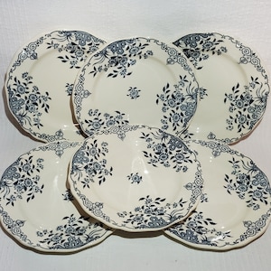 Set of 6 flat plates in Sarreguemines earthenware model Moscow, iron earth - Antique French Vintage - Chic countryside, Velvety, Shabby