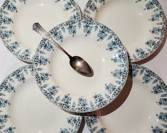 Set of 5 soup plates from SFGBNGR model Primrose, iron earth - Antique French vintage - Country chic, Shabby chic, Velvety