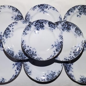 Flat plate from St Amand and Hamage, Marie-Louise model - French Antique Vintage - Country chic, Shabby chic, Black and white