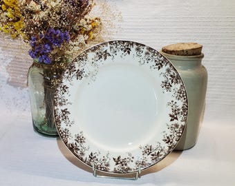 Round earthenware dish from Sarreguemines, Alphand model, ironstone - Antique French Vintage - Country chic, Shabby chic, Vegetable dish