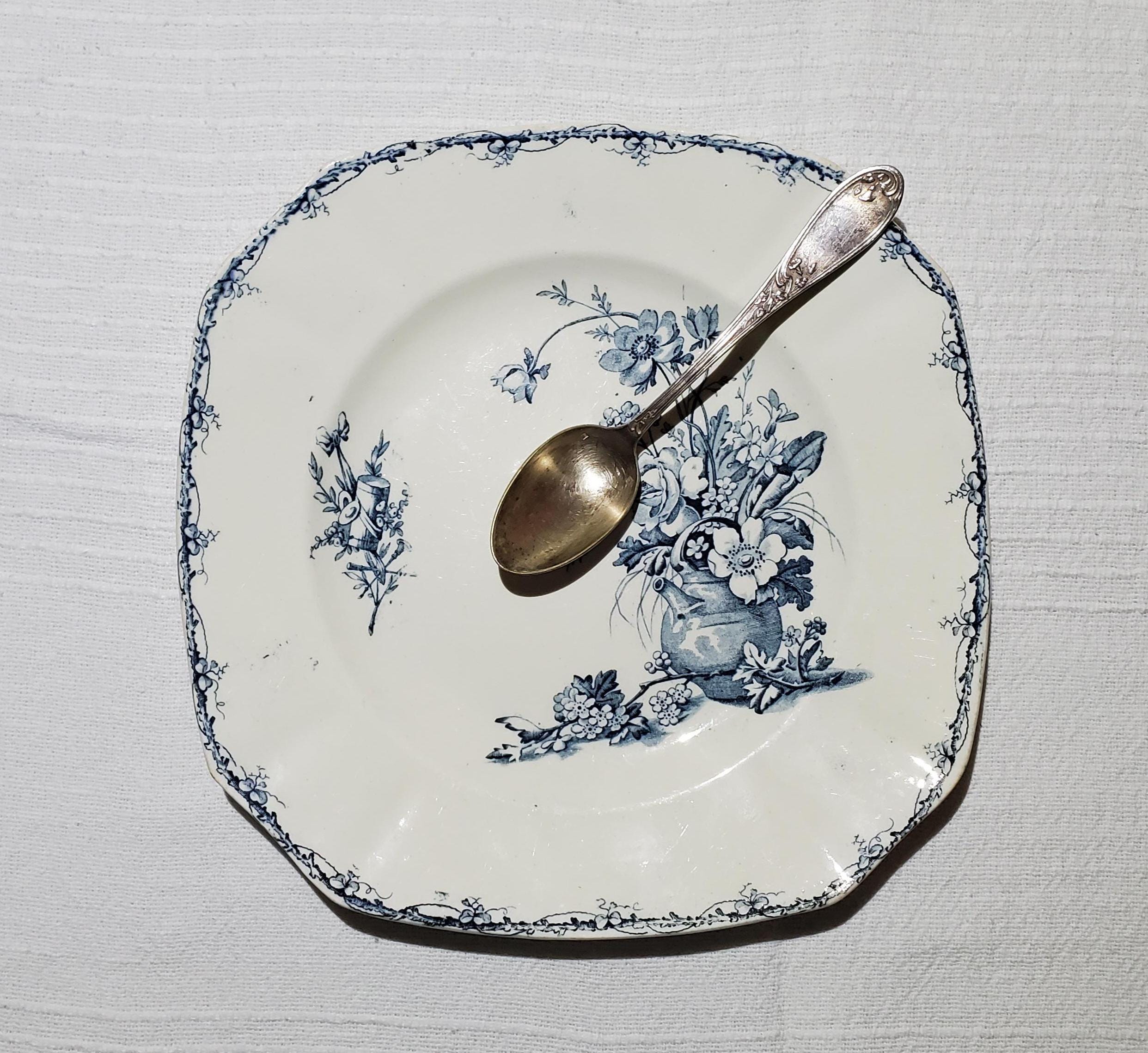 リュネヴィル陶器デザートプレート 4 枚セット、カントリーモデル