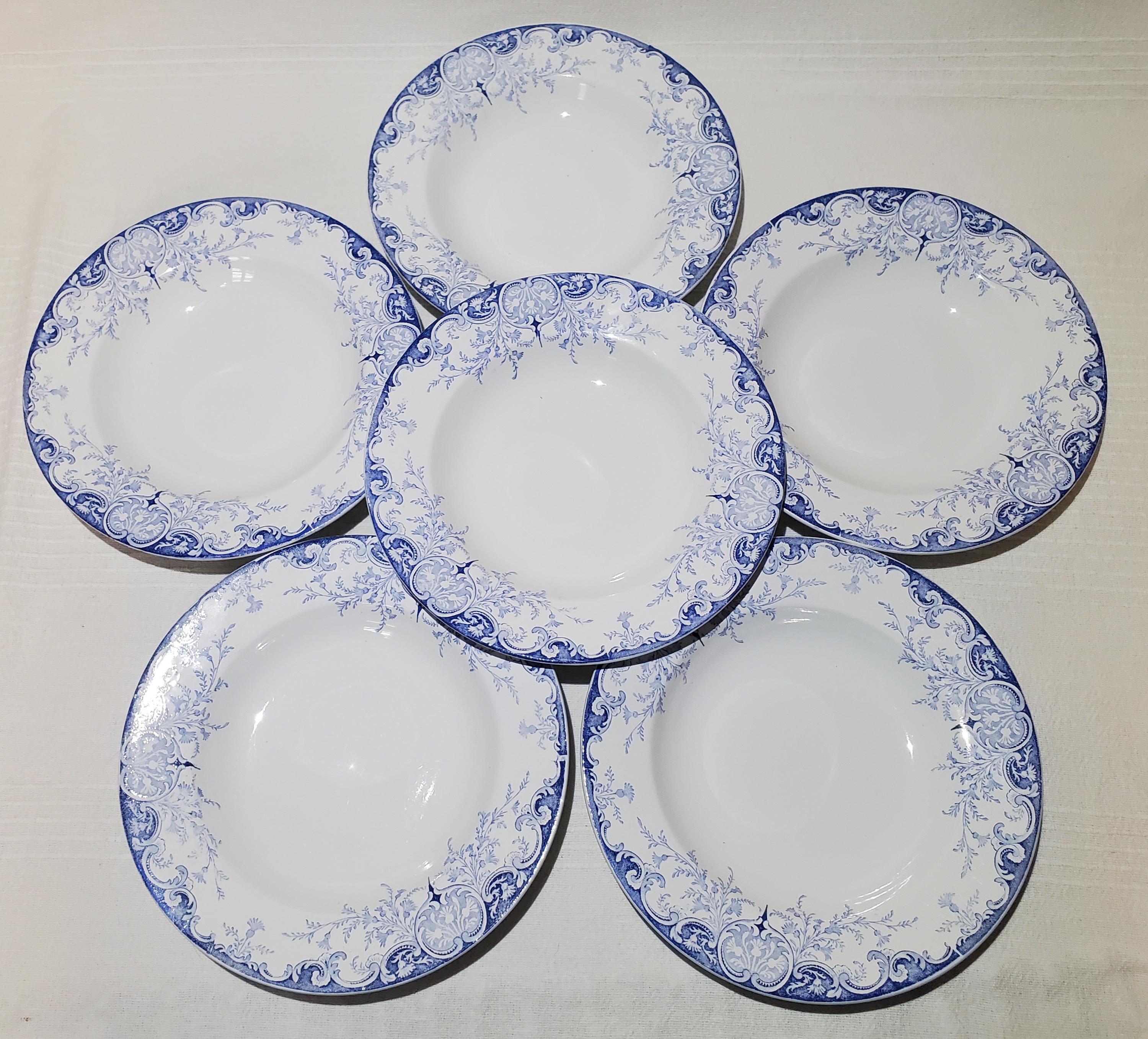 リュネヴィルスープ皿3枚セット リュネヴィル陶器工場のスーププレート 6 枚セット、フェニックス