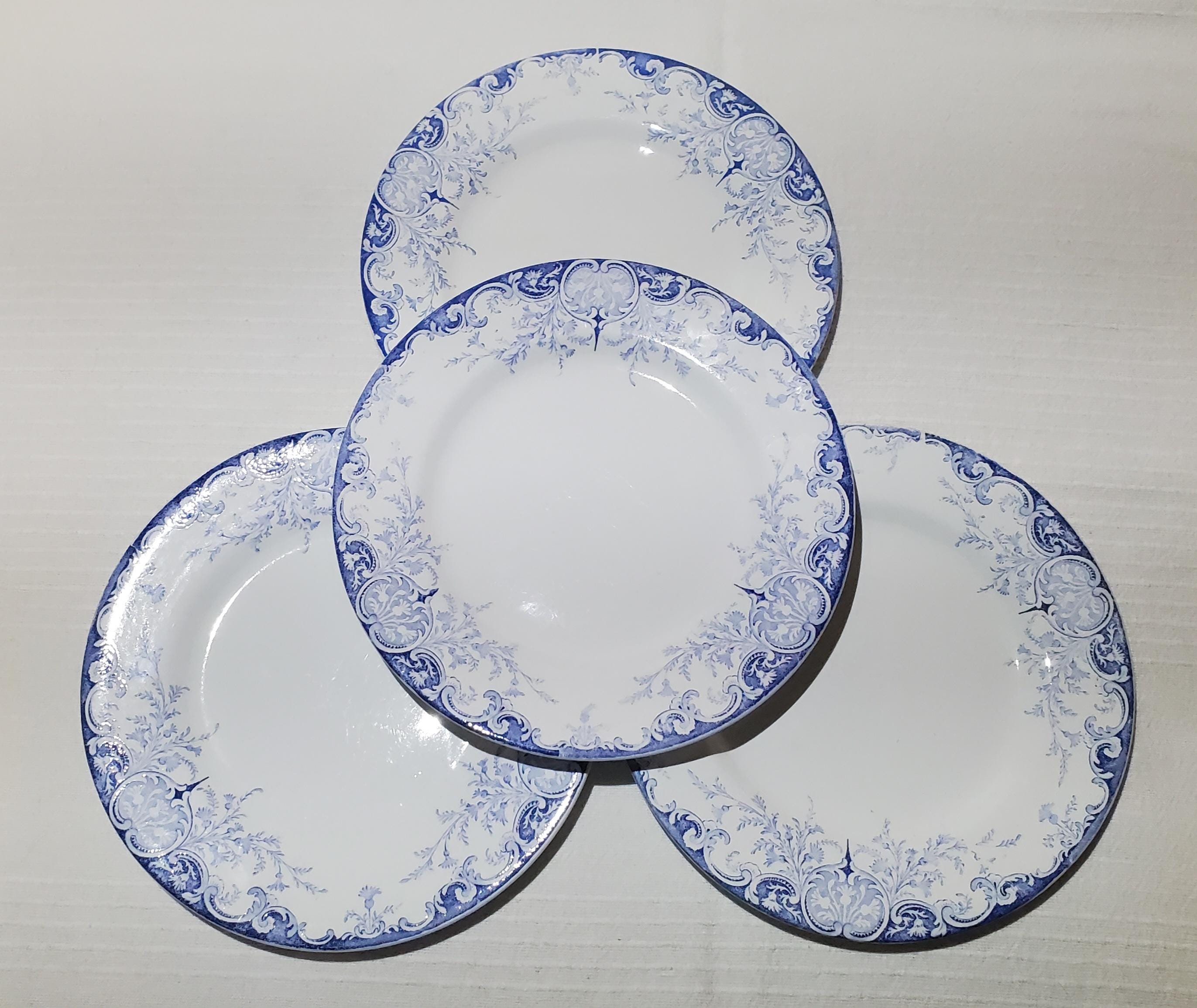 リュネヴィル陶器工場の平皿4枚セット フェニックスモデル アイアン