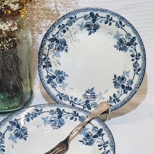 Set of 4 Choisy le Roi earthenware dinner plates, Paris pattern, ironstone - French Antique Vintage - Country chic, Shabby, Roses