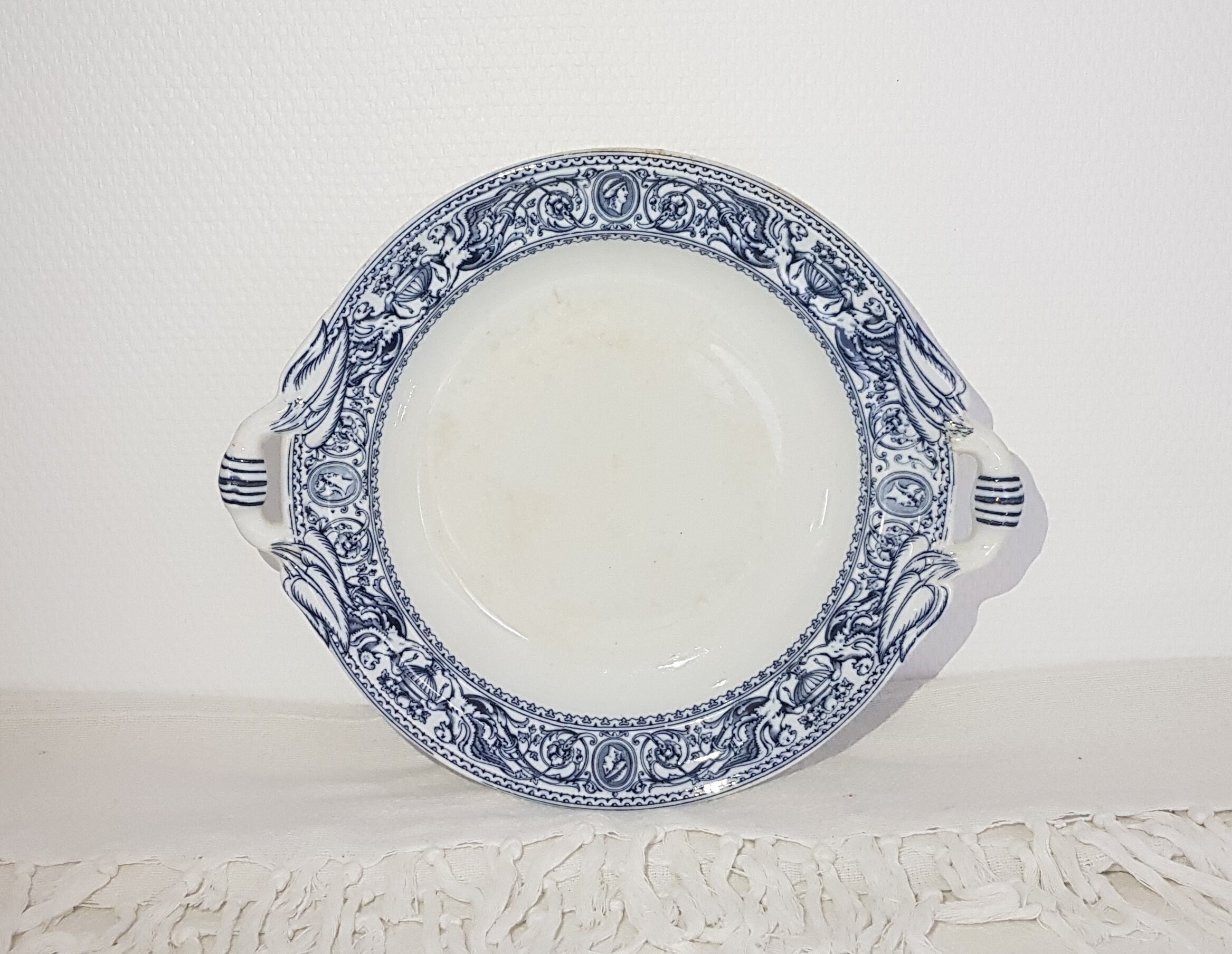 Compotier ou Présentoir à Gâteaux en Faïence de Minton Ironstone, Terre Fer - Antique French Vintage