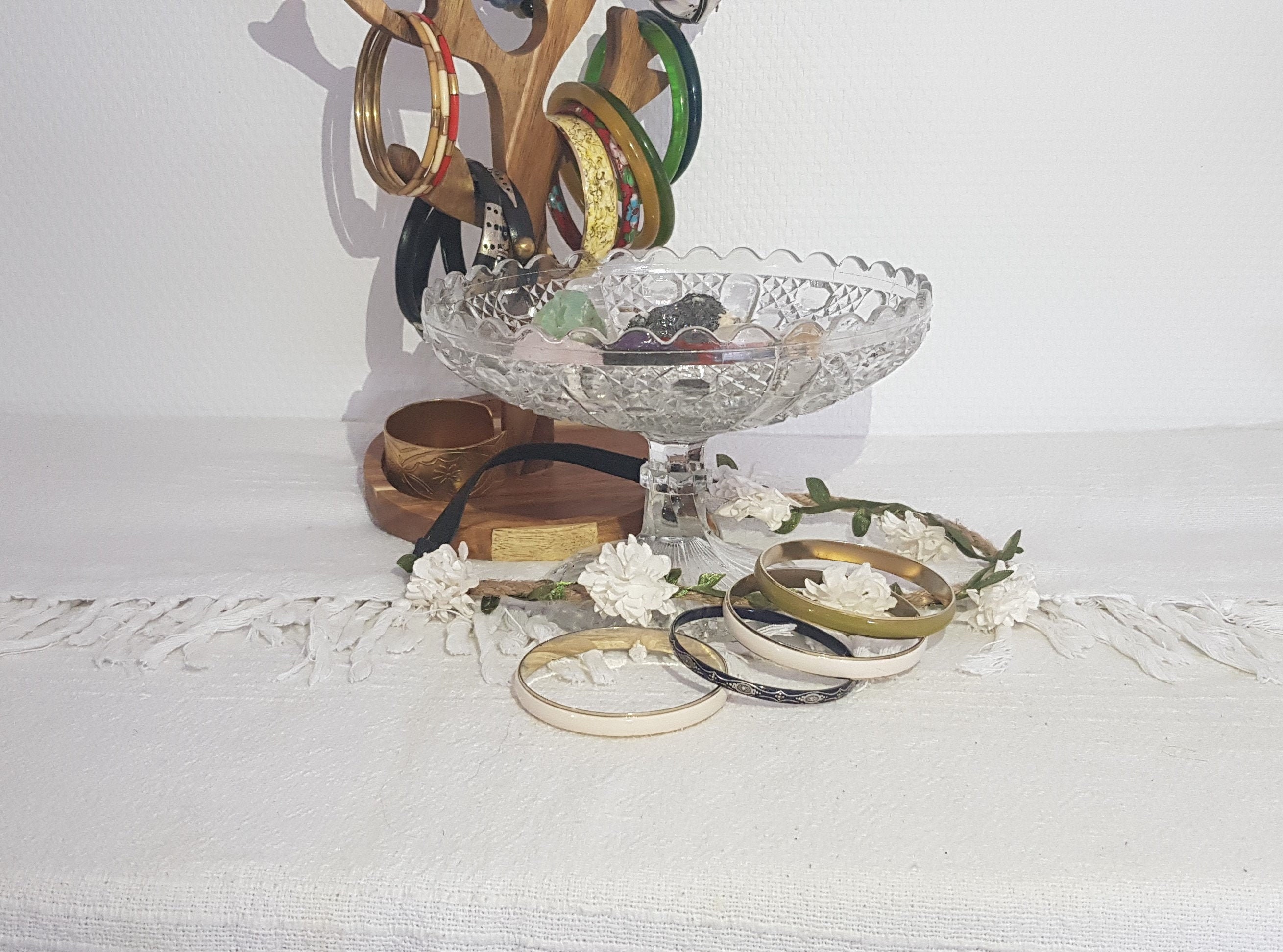 Coupe ou Coupelle sur Pied en Verre Moulé - Antique French Vintage Fruits, Vide Poche, Bonbons, Bijo