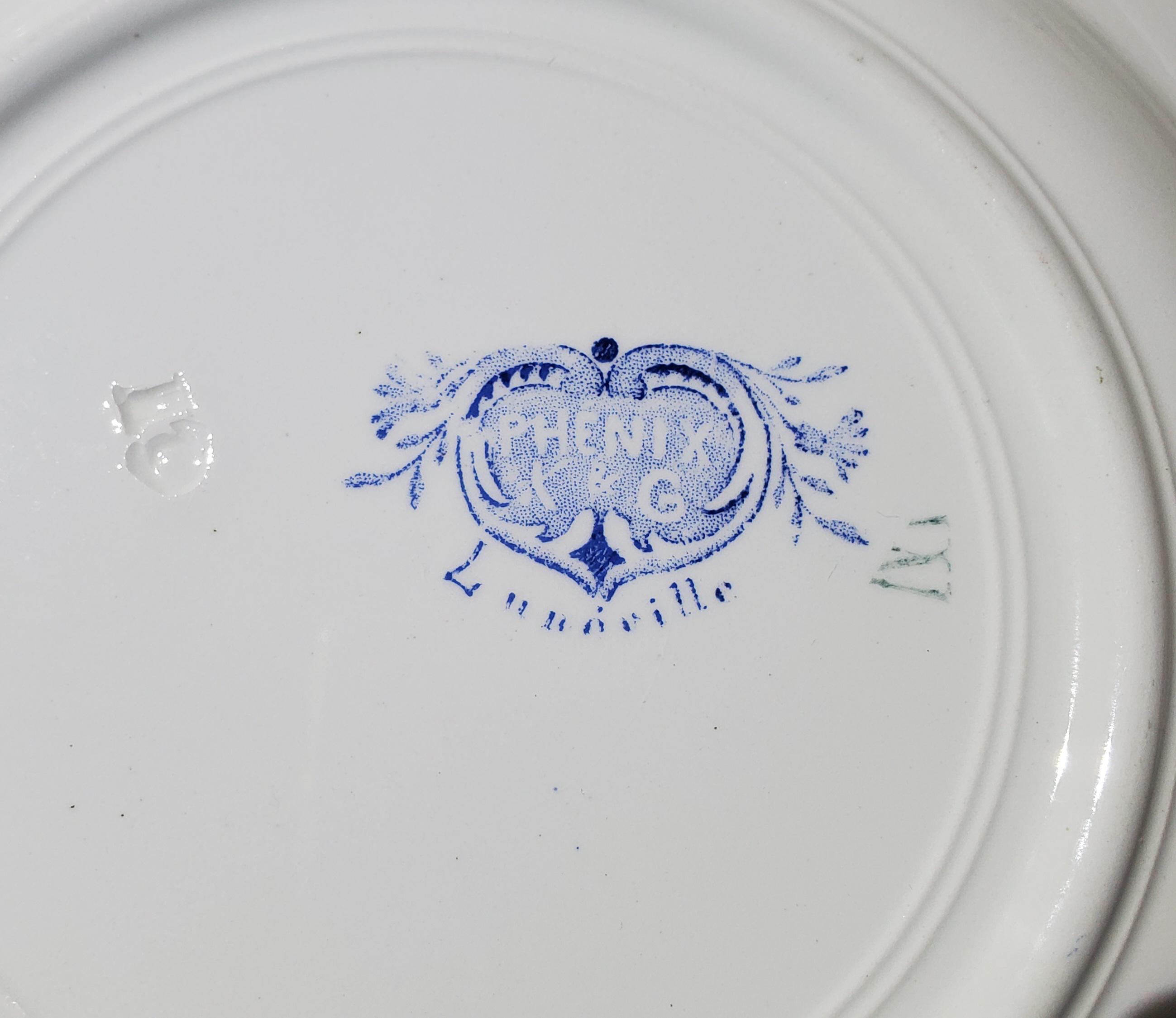 リュネヴィルスープ皿3枚セット リュネヴィル陶器工場のスーププレート 6 枚セット、フェニックス