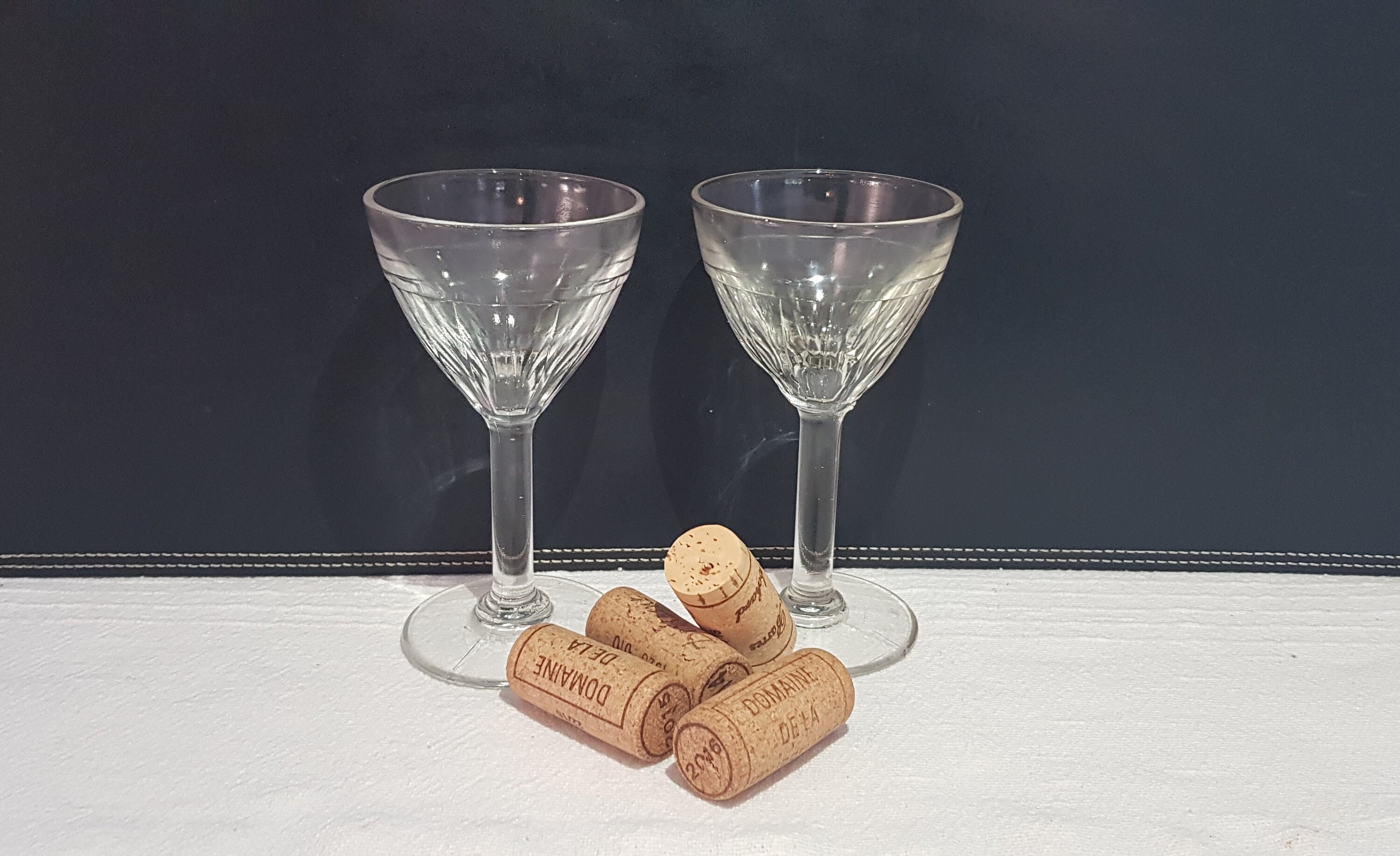 Lot de 2 Anciens Verres à Vin, Liqueur, Apéritif ou Digestif, 1930S - Antique French Vintage Campagn