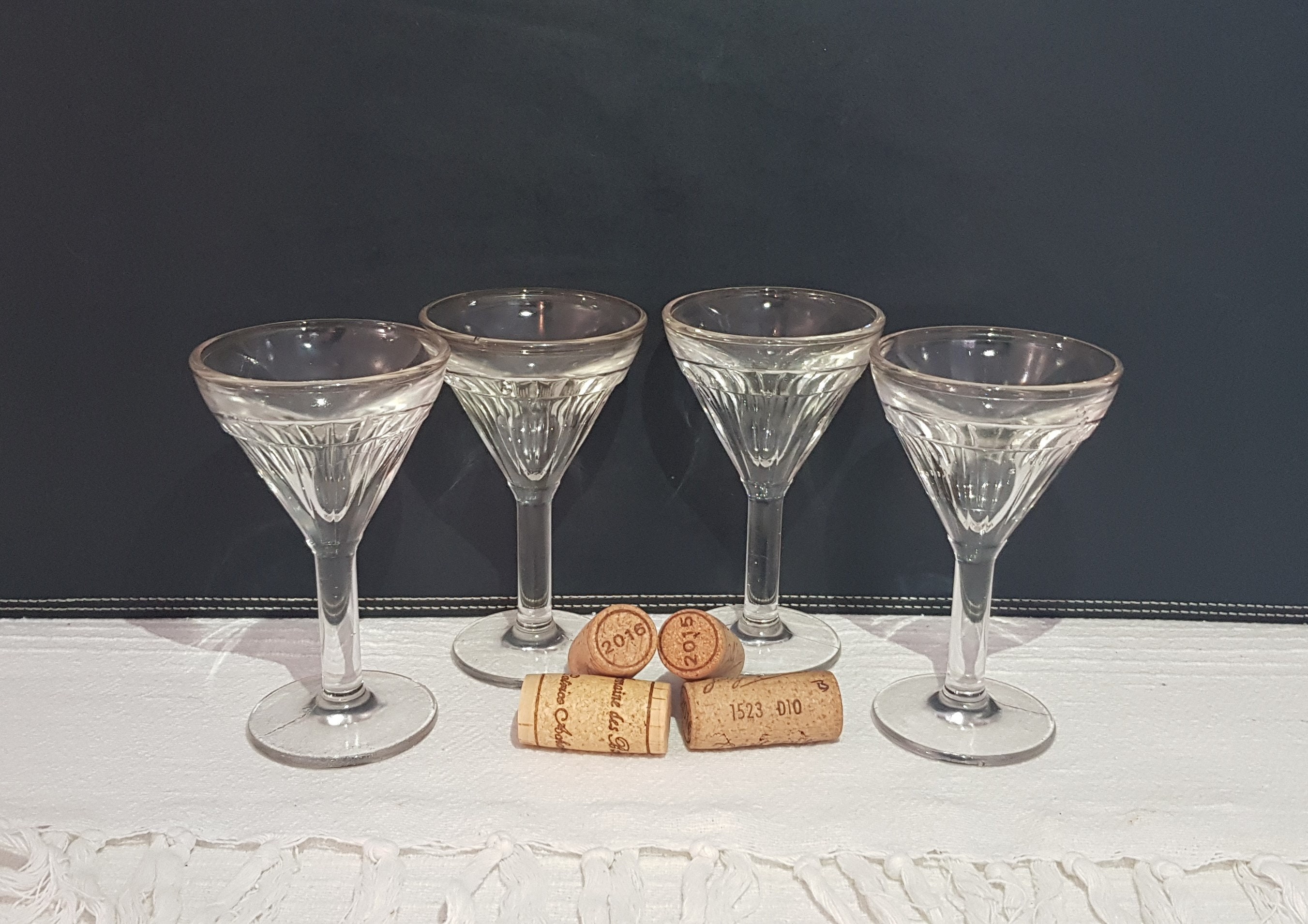 Lot de 4 Verres à Vin, Apéritif ou Digestif Des Années 1940 - Antique French Vintage Campagne Chic, 