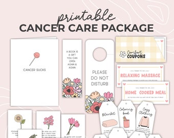 Cancer Care Package Printable, Get Well Soon Card, Encouragement Notes, Chemo Gift Tags, Thoughtful Comfort Coupons, Supportive gift Kit