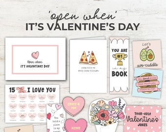 Open When It's Valentine's Day, Letter Label and Inserts, Long Distance Relationship, Love Letter, College Care package, Letter card