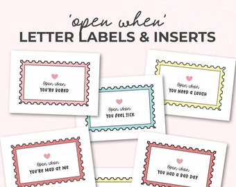 Printable Open when Letter kit for Couples, Long Distance Relationship, Gift for him, Anniversary Gift, Military Deployment, Care Package