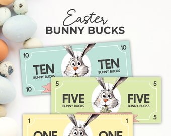 Easter Bunny Bucks Printables, Easter Play Money, Easter Egg Filler, Easter Coupons, Easter Activity for kids, Printable Basket Stuffers PDF